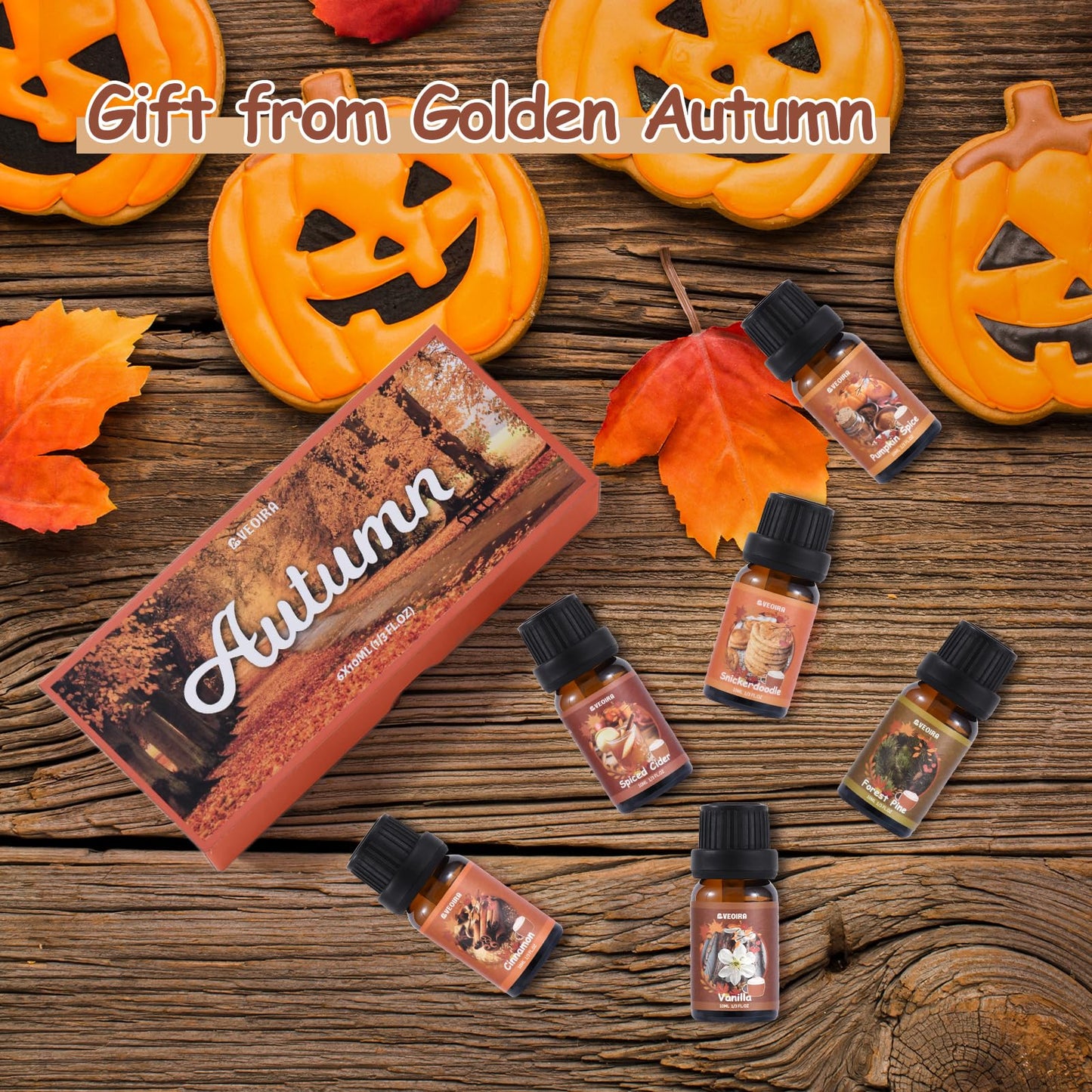 Autumn Fragrance Oils Set by AVEOIRA – 6x10mL for Diffuser, Candles & Soaps