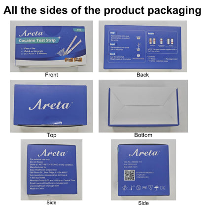 Areta Cocaine Test Strip – 10 Pack, 300 ng/mL, Instant 5 Min Results | ASCOC-114