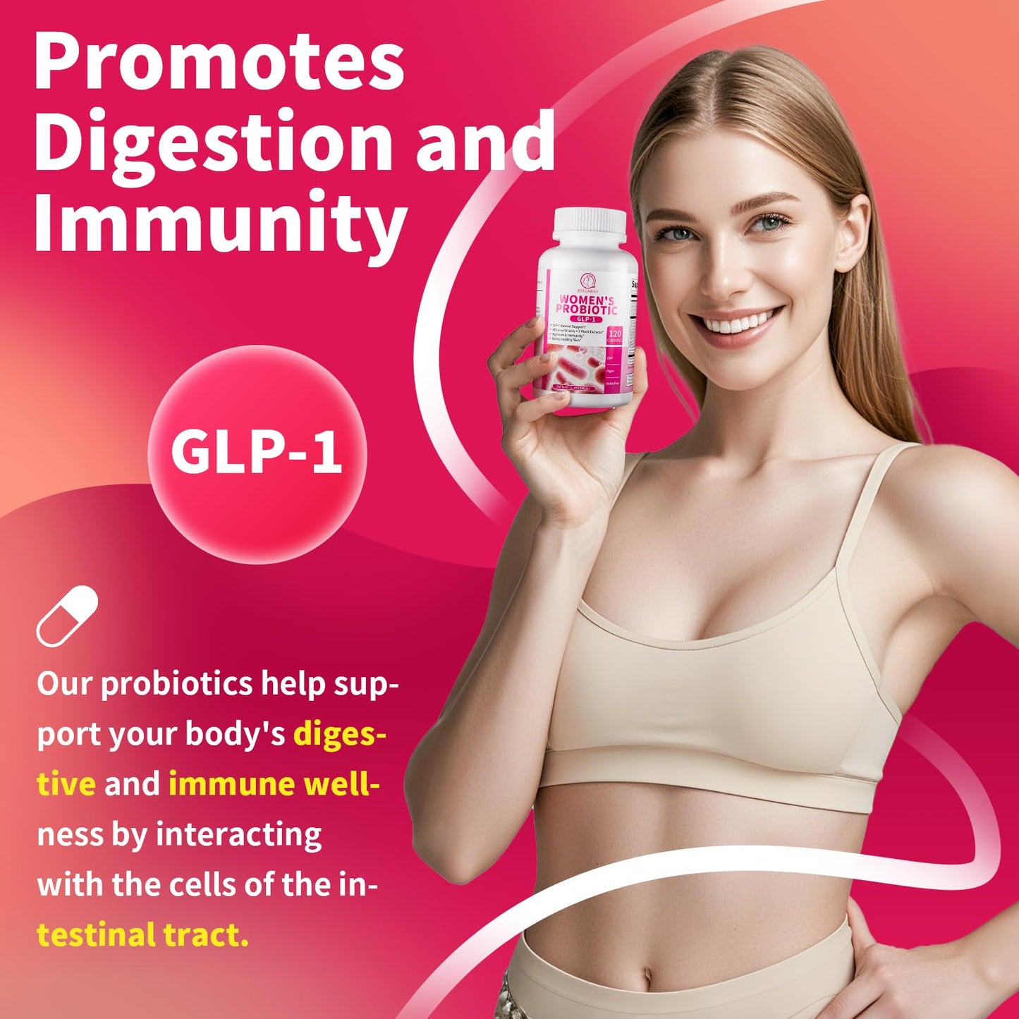 BBEEAAUU Probiotics for Women - 467B CFUs, GLP-1, Vegan, 120 Caps