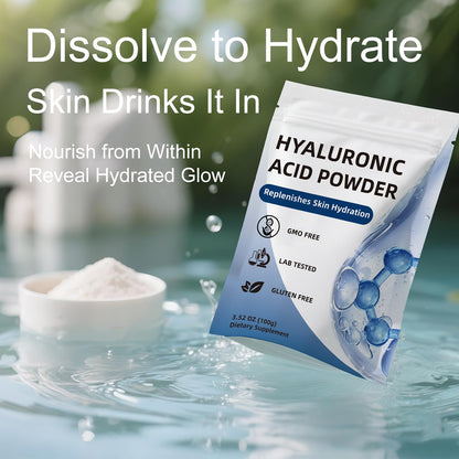 CHZHEN Hyaluronic Acid Powder 100g – Low Molecular Weight, Cosmetics Grade, Vegan & Water-Soluble