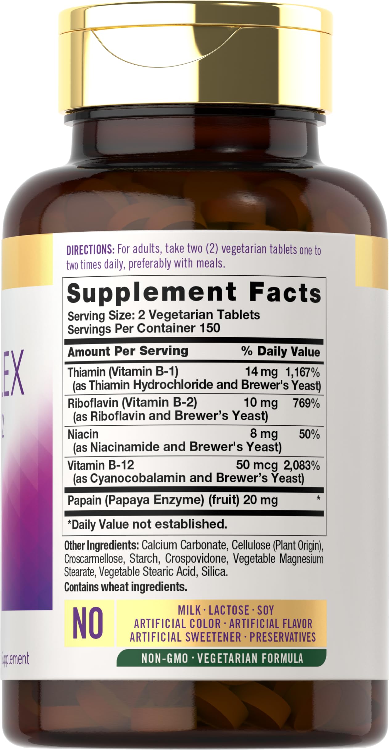 Carlyle B-Complex with B12 - 300 Tablets | High Potency, Vegetarian, Non-GMO
