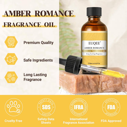 EUQEE Amber Romance Fragrance Oil - 2.02 Fl oz (60 ml) | Diffuser, Candle Making, DIY Soap