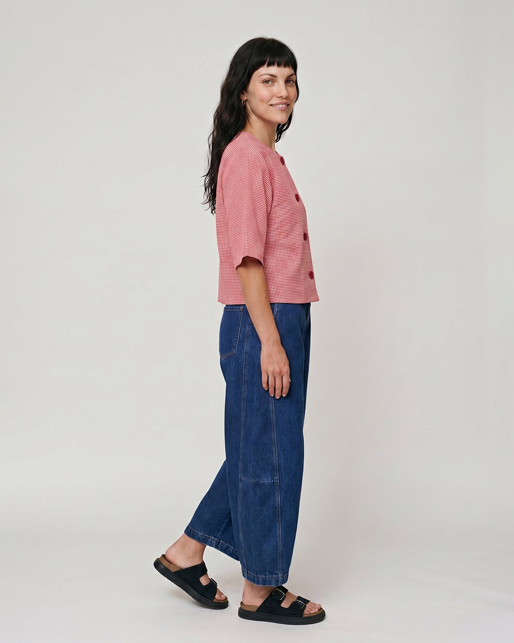 Elle Burgandy Gingham Top