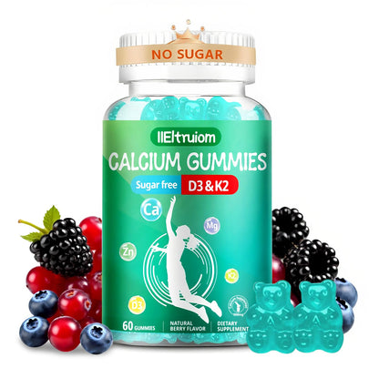 IIEltruiom Liposomal Calcium Citrate Gummies for Kids & Teens – 1000mg Calcium with Vitamin D3 & K2 (Sugar-Free) – Calcium Chews, 60 Count