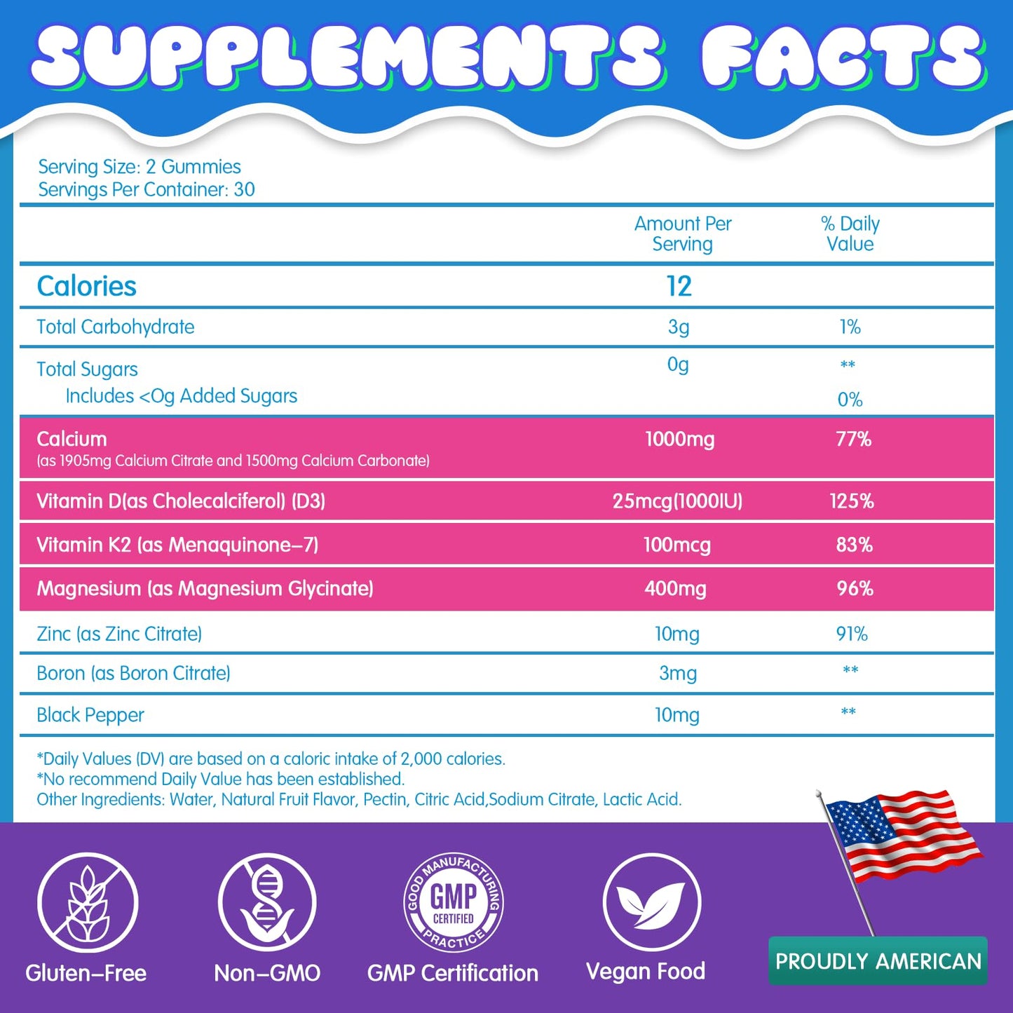 IIEltruiom Liposomal Calcium Citrate Gummies for Kids & Teens – 1000mg Calcium with Vitamin D3 & K2 (Sugar-Free) – Calcium Chews, 60 Count
