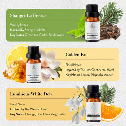 JCLOUD Hotel Diffuser Oils Set — Top 6 Luxury Hotel-Inspired Essential Oils (6x10mL)