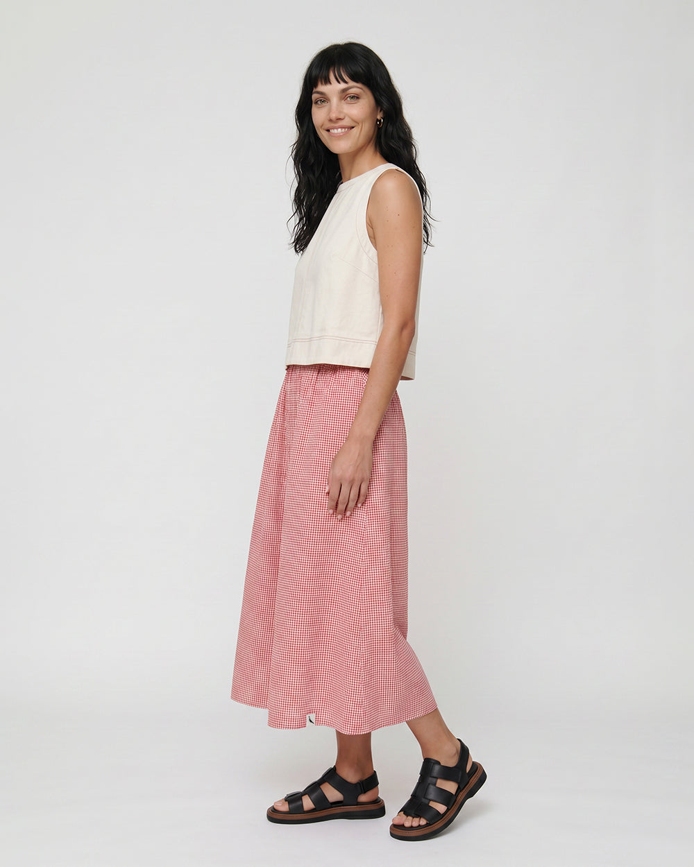 Joyce Burgandy Gingham Skirt