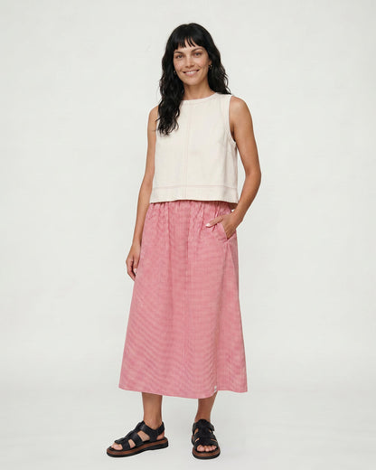 Joyce Burgandy Gingham Skirt