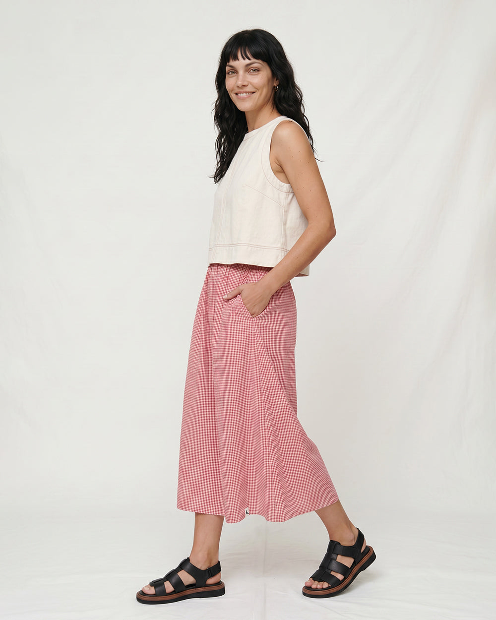Joyce Burgandy Gingham Skirt