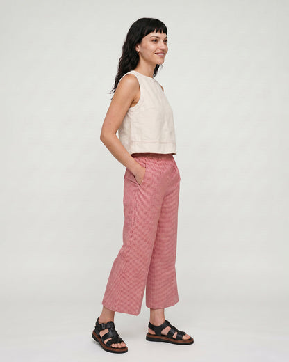 Judy Burgandy Gingham Trouser
