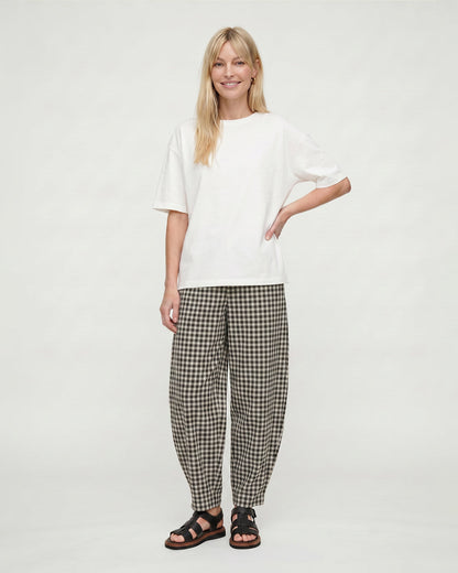Kate Black Check Barrel Leg Trouser