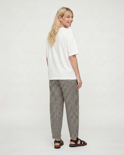 Kate Black Check Barrel Leg Trouser