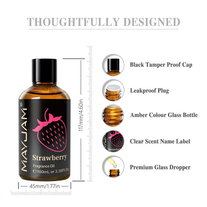 MAYJAM Strawberry Fragrance Oil 100ml | Glass Dropper for Diffusers, Soap & Candle Making
