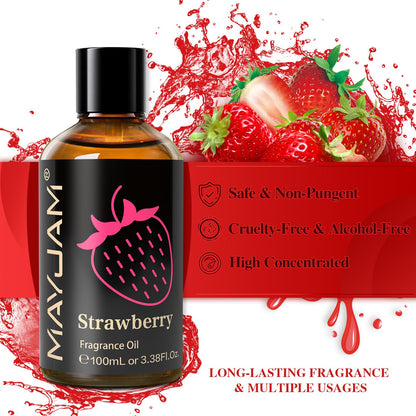MAYJAM Strawberry Fragrance Oil 100ml | Glass Dropper for Diffusers, Soap & Candle Making