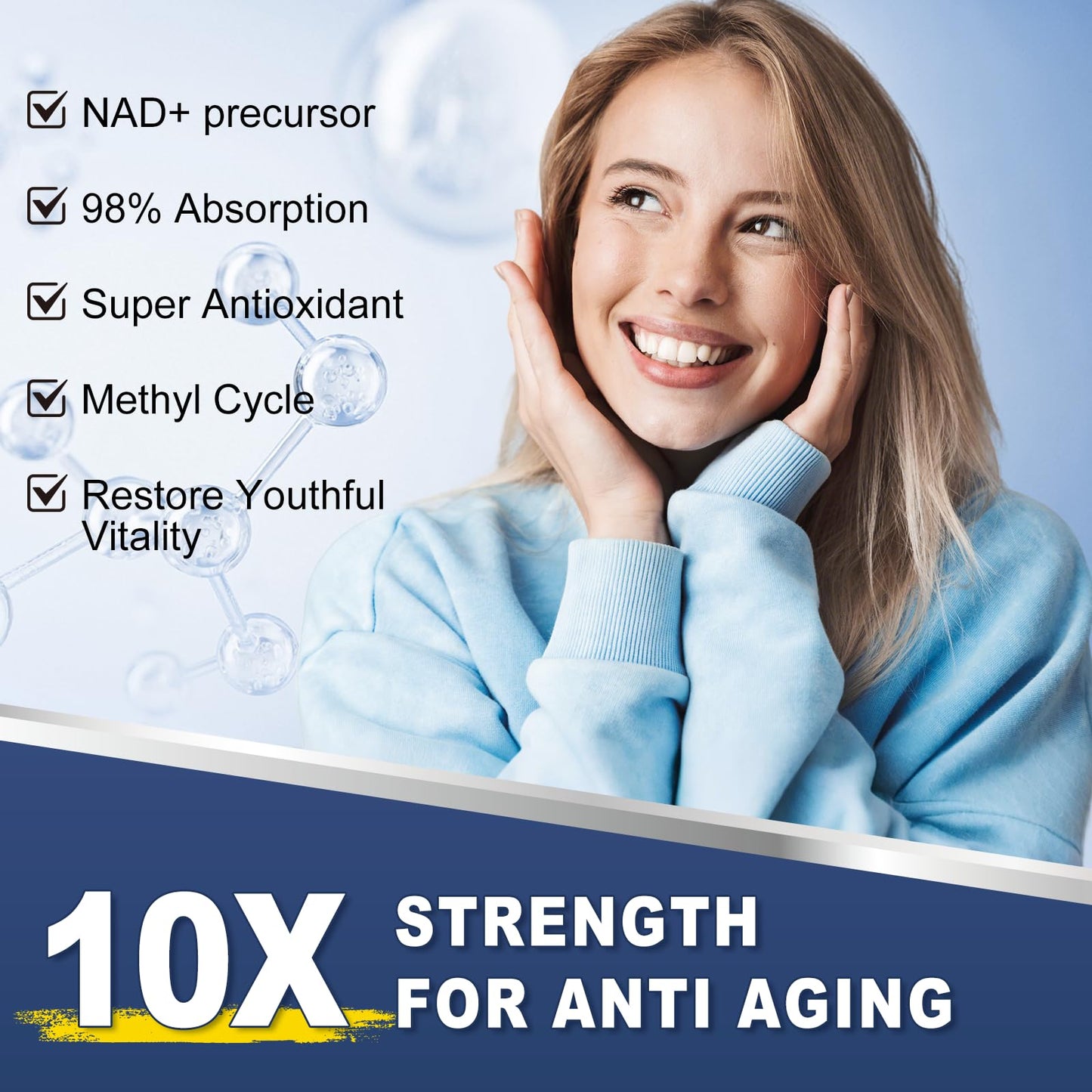 NAD Supplement Softgels 1700mg – NR, Quercetin Phytosome, Trans-Resveratrol & TMG | 360-Count (180 Days)