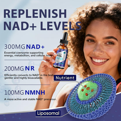 Liposomal NAD+ Drops - NAD+ NR NMNH Supplement for Mitochondrial Health - 60ml