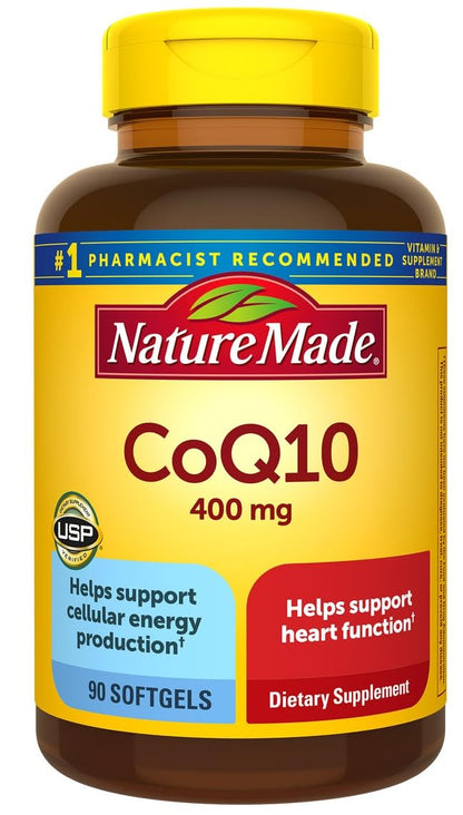 Nature Made CoQ10 400 mg Softgels – 90 Count | Heart Health & Cellular Energy