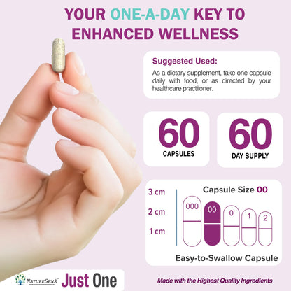 NatureGenX Just One Daily Methylated Multivitamin – 60 Vegan Capsules, USA-Made, Iron-Free