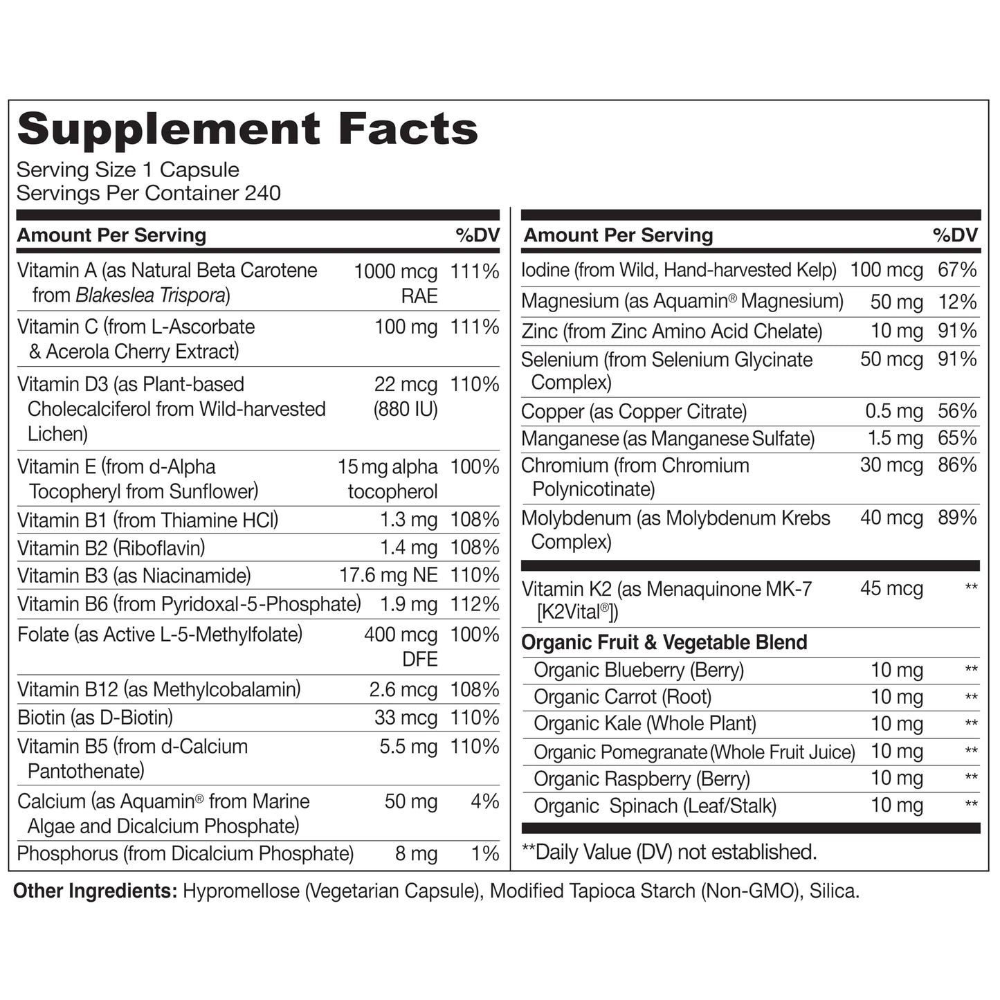NATURELO Mens Multivitamins – One Daily Multivitamin for Men with Organic Whole Foods & High-Absorption Nutrients | Non-GMO, 240 Veggie Capsules
