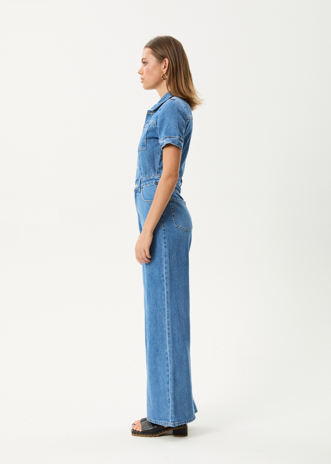 Afends Miami- Denim Flared Jumpsuit