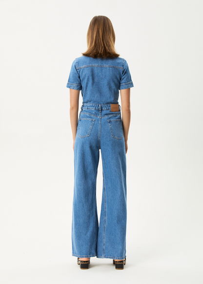 Afends Miami- Denim Flared Jumpsuit