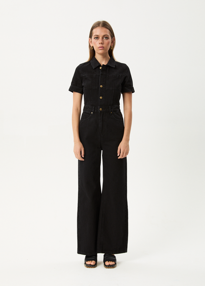 Afends Miami- Denim Flared Jumpsuit