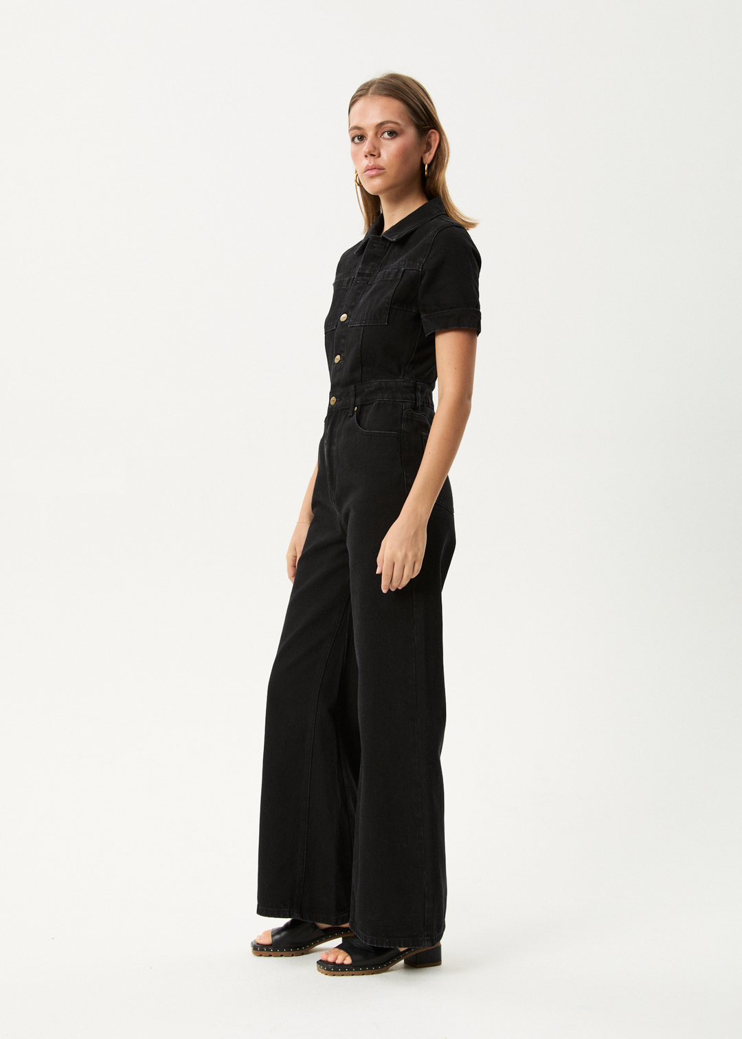 Afends Miami- Denim Flared Jumpsuit