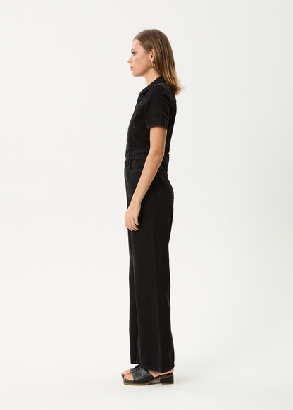 Afends Miami- Denim Flared Jumpsuit