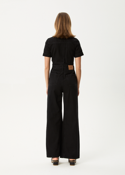 Afends Miami- Denim Flared Jumpsuit