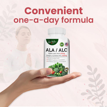 AAMATEC LIFE ALA/ALC High Potency Formula – Alpha Lipoic Acid & Acetyl-L-Carnitine HCl, Antioxidant Support, Energy Boost – 60 Capsules