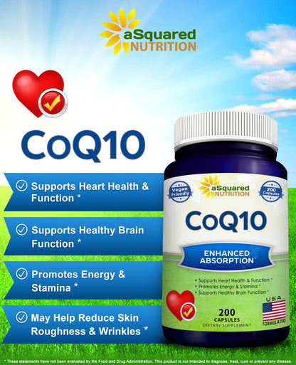 aSquared Nutrition CoQ10 400mg Max Strength – 200 Vegan Capsules