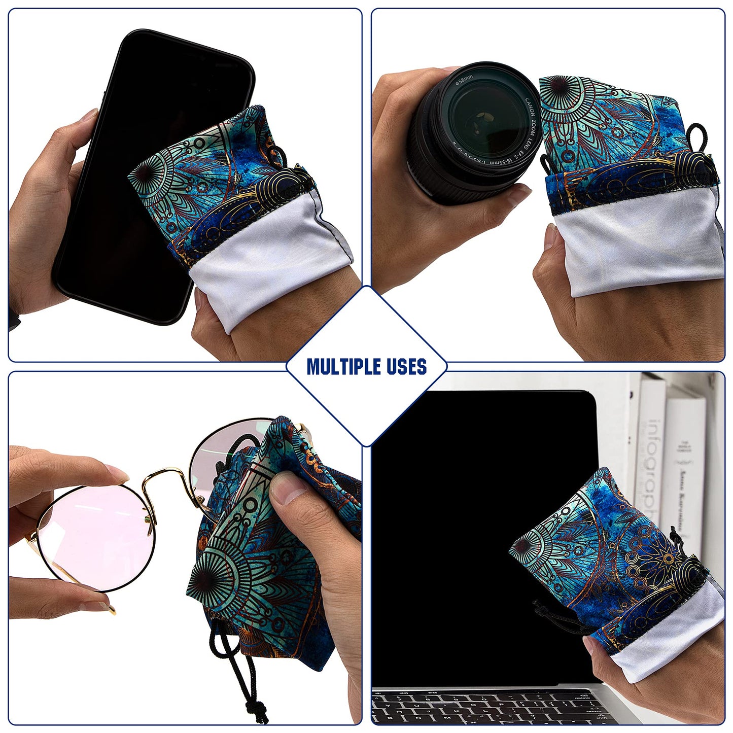 Aatacas Soft Eyeglass Pouch 3 Pack – Microfiber Cleaning Bags for Glasses