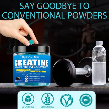Aavlarla Creatine Monohydrate Gummies – 8000mg per Serving, Vegan, Sugar-Free, Blueberry Flavor, 120 Count