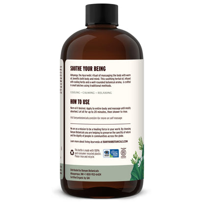 Banyan Botanicals Pitta Massage Oil – Ayurvedic Abhyanga with Gotu Kola & Guduchi | 24 oz