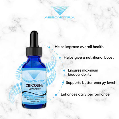 Absonutrix Citicoline 590 mg – USA Made, GMP Certified, Non-GMO | 4 oz Bottle