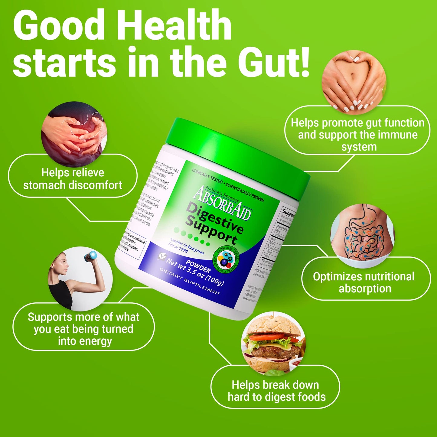 AbsorbAid Digestive Enzymes 100g | Proven to Increase Nutrient Absorption by up to 71%