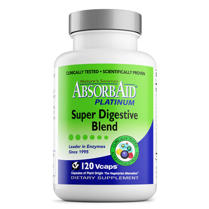 AbsorbAid Platinum Digestive Enzyme Support – 120 vCaps, 12 Enzymes + 2 Probiotics