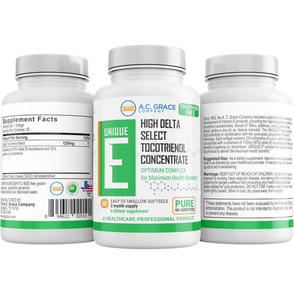 Unique E Tocotrienols – Tocopherol-Free Softgels (125 mg) 60 Count