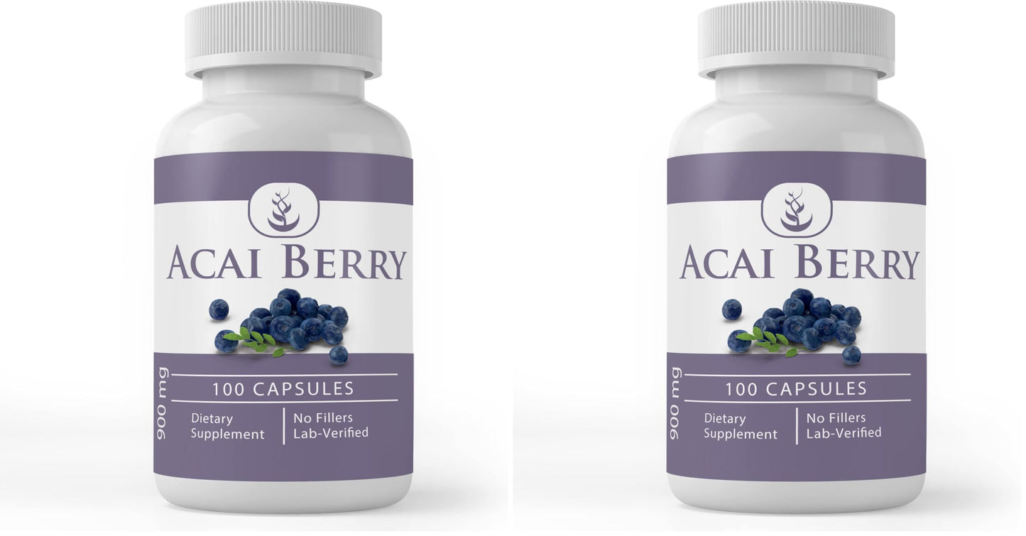 Acai Berry Capsules 100 (Pack of 2) – Pure Original Ingredients, No Magnesium or Rice Fillers, Lab Verified