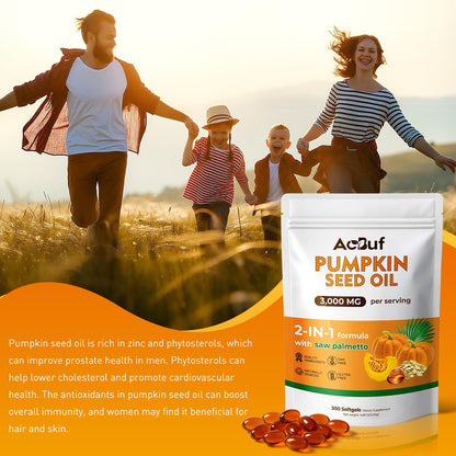 ACBUF Pumpkin Seed Oil with Saw Palmetto – 3000mg per Serving, 300 Softgels