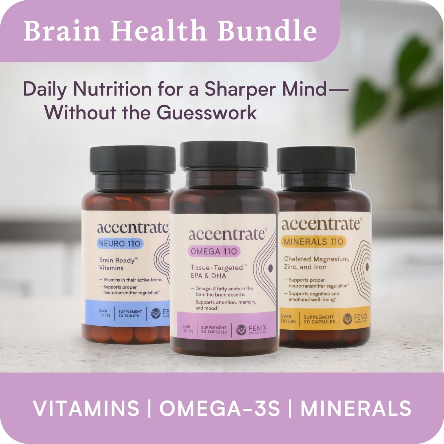 Accentrate Omega 110 w/ LYSOVETA LPC – High-Potency EPA & DHA for Brain, Focus & Vision | 6x Absorption