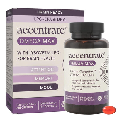 Accentrate Omega Max w/ LYSOVETA LPC — 6X Higher Absorption EPA & DHA for Brain & Retina Health | Focus, Memory, Mood & Vision