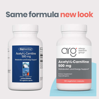 Allergy Research Group Acetyl-L-Carnitine 500mg – Metabolism & Energy Support, 100 Count