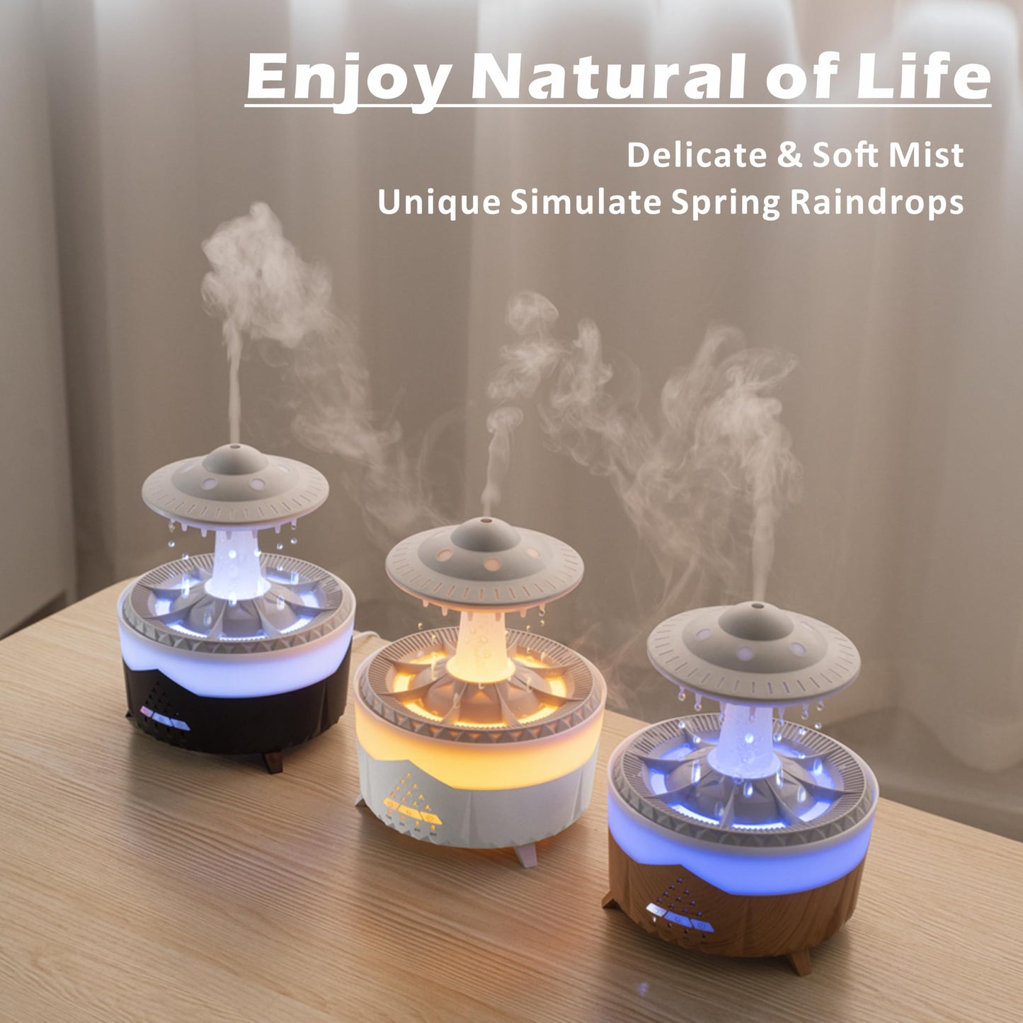 AChoice4U UFO Diffuser 350ml Black – 7 LED Colors, Remote, Auto-Off
