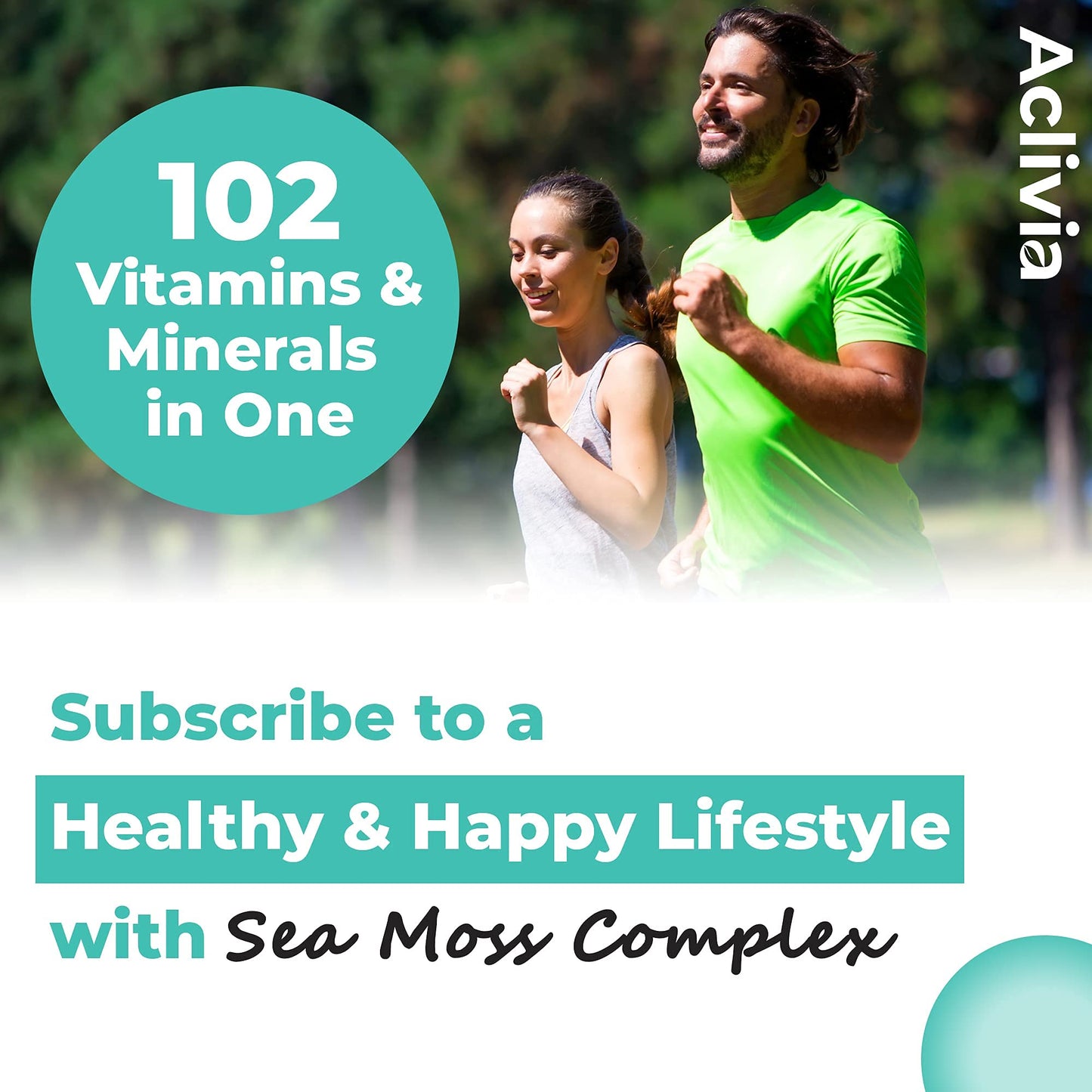 Aclivia Organic Irish Sea Moss Capsules with Bladderwrack & Burdock Root | 102 Minerals - Thyroid Support, Immune Boost - Non-GMO (60 Count)