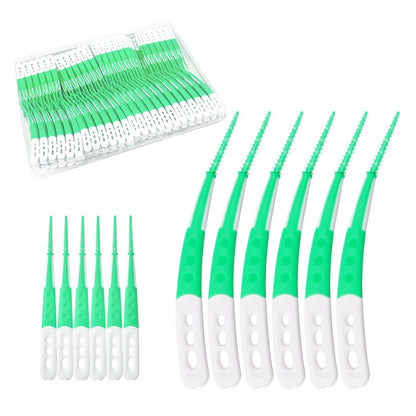 ACSKD Dental Floss Picks with Soft Rubber Brush Heads – 288 Count, Green