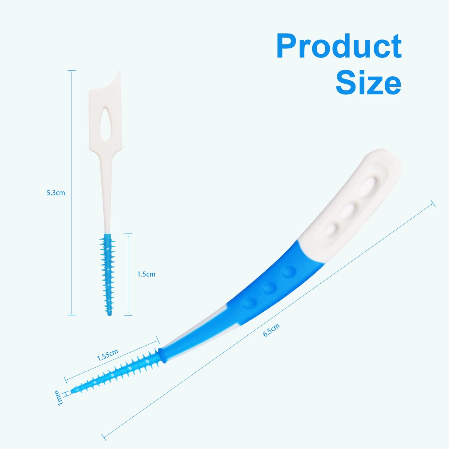 ACSKD Dental Picks for Teeth Cleaning – 300 Dual-Use Toothpicks & 144 Angled Interdental Brushes, Blue
