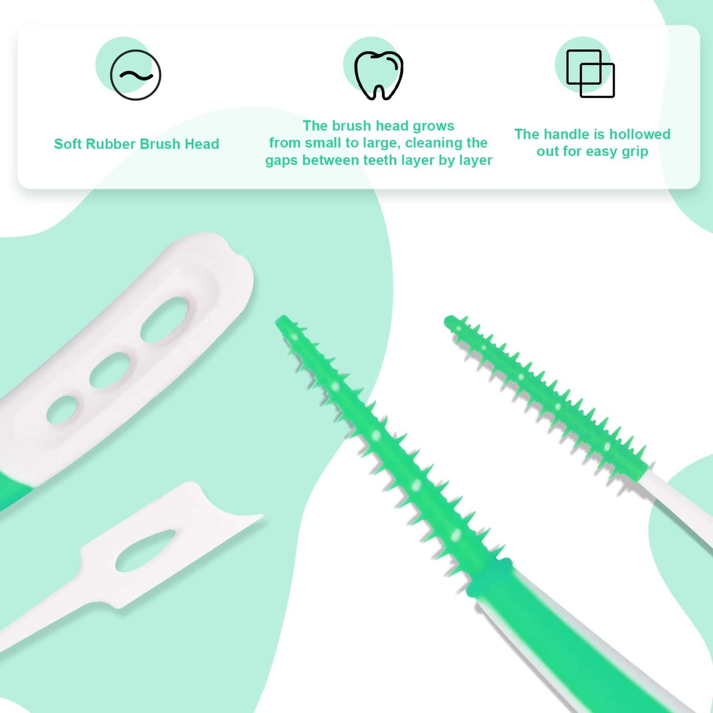 ACSKD Dental Picks – 444-Piece Green Kit: 300 Dual-Use Toothpicks & 144 Angled Interdental Brushes