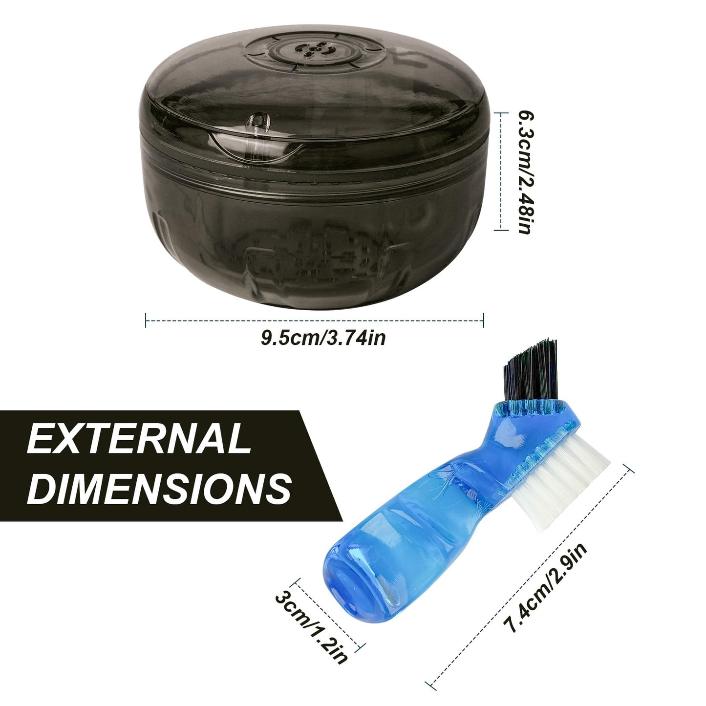 ACSKD Retainer Cleaning Case – Portable No-Leak Denture Cup with Vent Holes (Black)