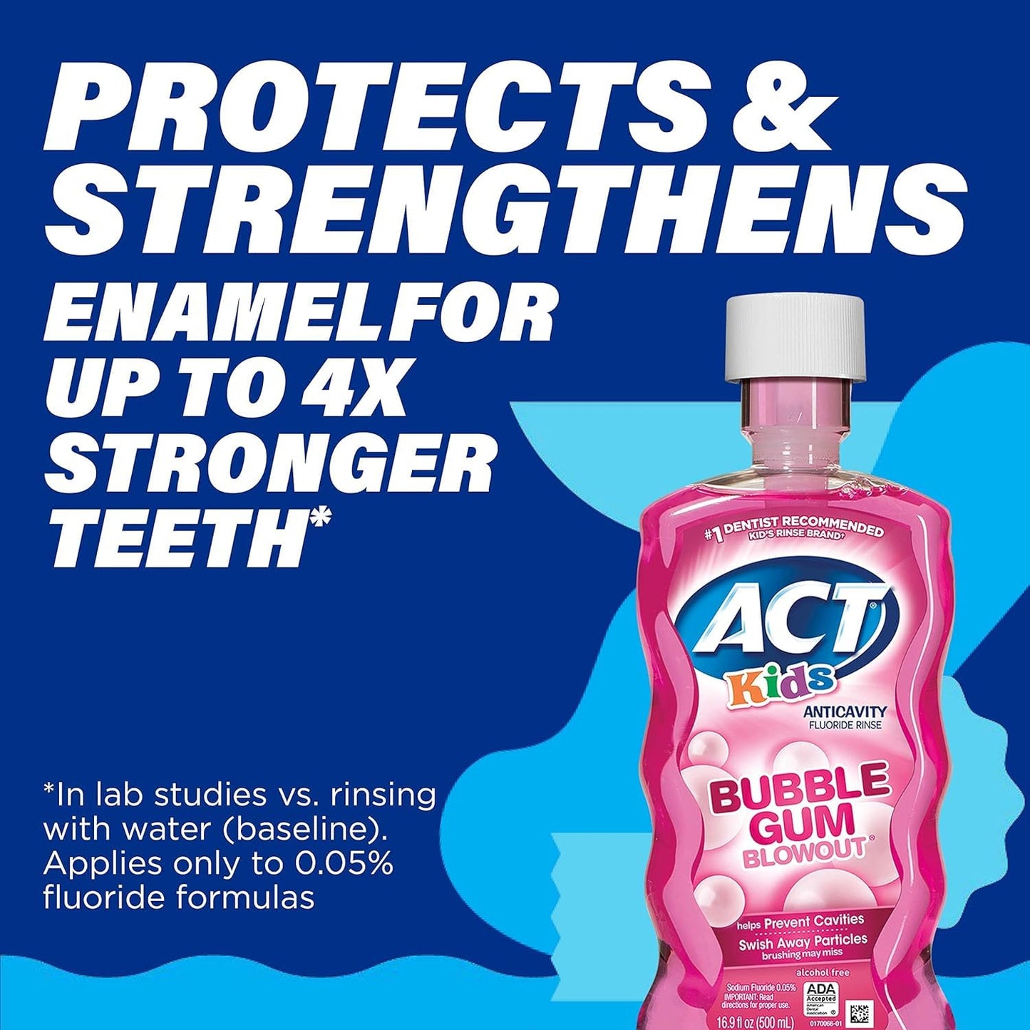 ACT Kids Fluoride Rinse Bubblegum Blowout Flavor – 18 oz Bottles (Pack of 3)